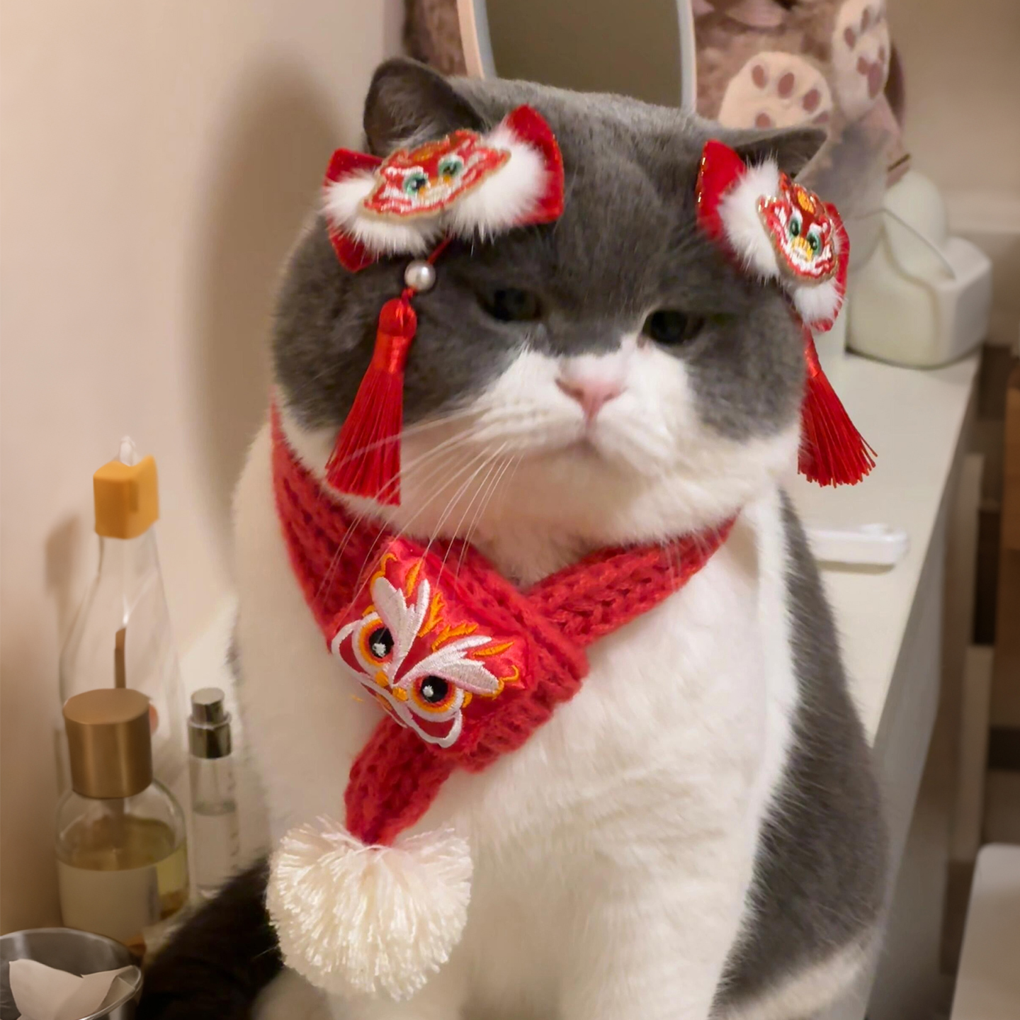 宠物也要过春节！猫咪狗狗发夹