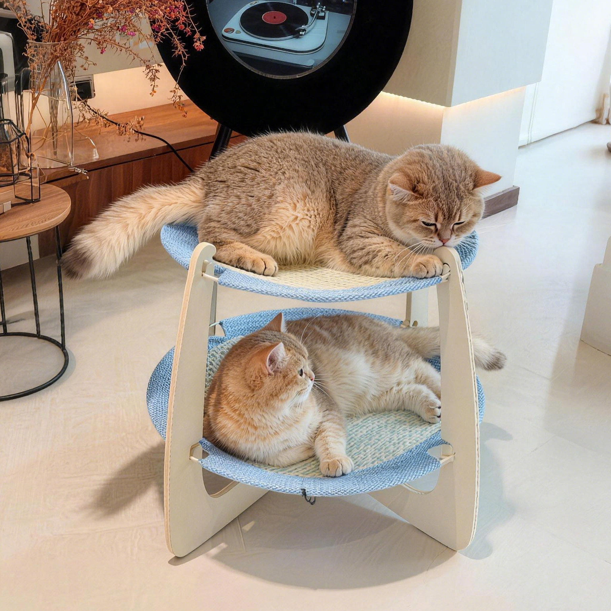 双层宠物床夏季藤编凉席猫床上下铺狗床离地猫咪吊床双面行军床