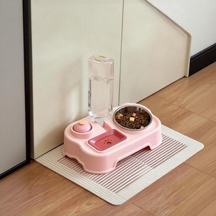 宠物餐桌一体式喂食器不锈钢猫碗狗碗增高架保护颈椎不湿嘴喂水器