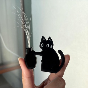 猫咪胡须收纳收集创意可爱小猫推瓶子冰箱贴装饰摆件宠物毛发纪念