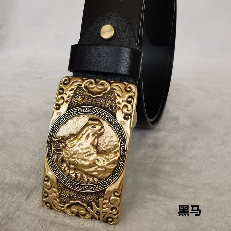 tg头层牛皮皮带中青年十二生肖