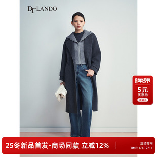 DTLANDO商场同款25冬新品女装百搭宽松含绵羊毛双面呢大衣外套