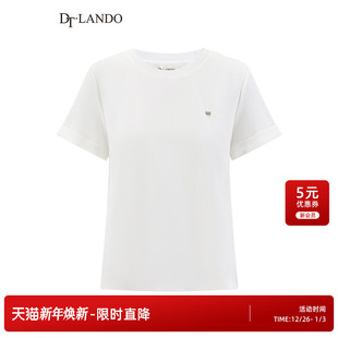 简约短袖 DTLANDO 白色休闲日常宽松T恤女装 25夏新品 上衣 商场同款