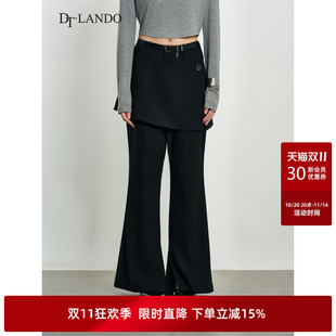 黑色显瘦通勤裙摆喇叭裤 DTLANDO 女装 2025秋新品 商场同款