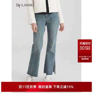 高腰显瘦日常通勤喇叭裤 春款 开叉设计牛仔裤 DTLANDO女装