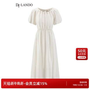 商场同款 连衣裙法式 25夏新品 泡泡袖 浪漫两件套裙子 女装 DTLANDO
