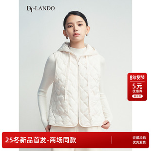 DTLANDO/商场同款25冬新品女装简约百搭连帽轻薄保暖羽绒马甲