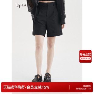 款 通勤气质感休闲百搭显瘦裤 黑色西装 女夏季 子 短裤 DTLANDO夏季