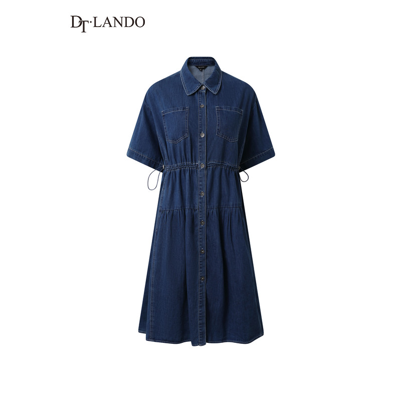 DTLANDO复古丹宁A字型连衣裙