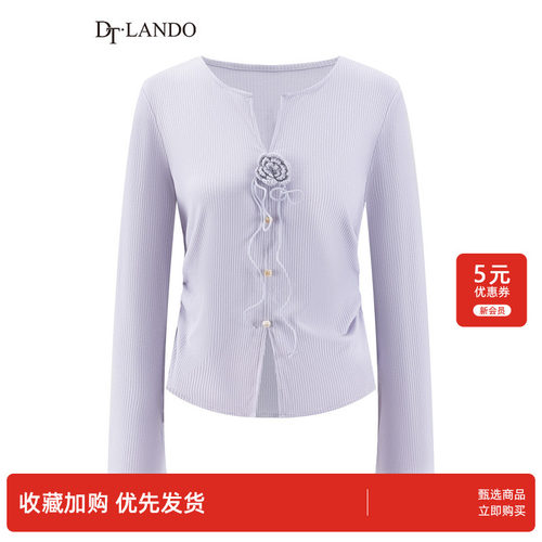 DTLANDO/商场同款春季新款长袖针织衫针织钩花显瘦温柔上衣针织衫