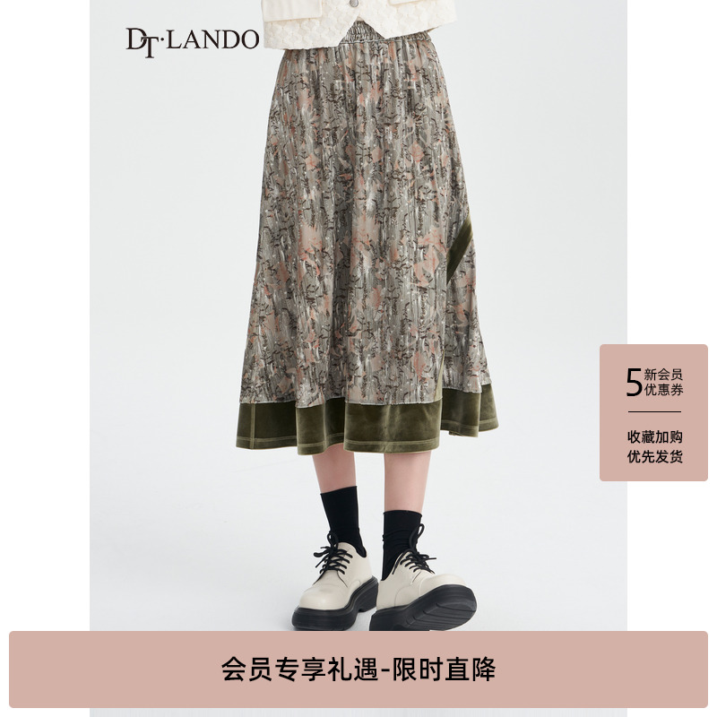 DTLANDO中长裙复古优雅半身裙