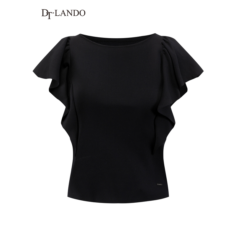 DTLANDO/商场同款25夏新品女装小众不规则荷叶边设计感短袖T恤