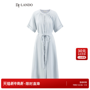 淡蓝色法式 25夏新品 女装 短袖 连衣裙 DTLANDO 中长款 商场同款