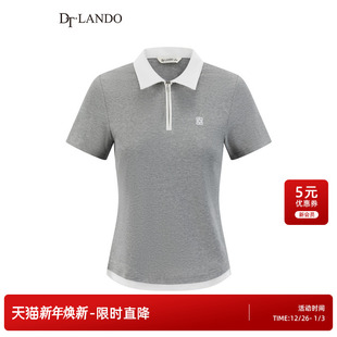 气质Polo领短袖 DTLANDO 女装 25夏新品 T恤百搭显瘦上衣 商场同款
