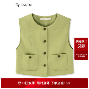 DTLANDO女装 圆领马甲都市通勤小香风背心马夹设计师品牌外搭上衣