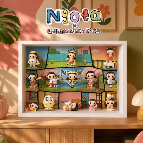 Nyota 联名樱桃小丸子带灯展示框 盲盒手办收纳相框 可桌摆可壁挂
