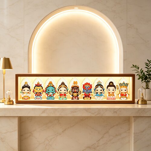 国潮神像盲盒展示盒 带灯亚克力防尘收纳相框 手办陈列挂墙展示框