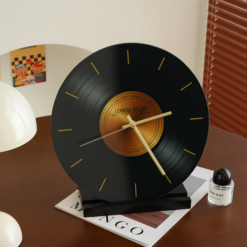 中古风黑胶唱片时钟桌面摆件轻奢高档客厅电视柜家居意式极简装饰