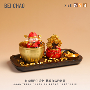 财神爷聚宝盆招财摆件新店开业大吉礼物客厅店铺收银台高档装饰品