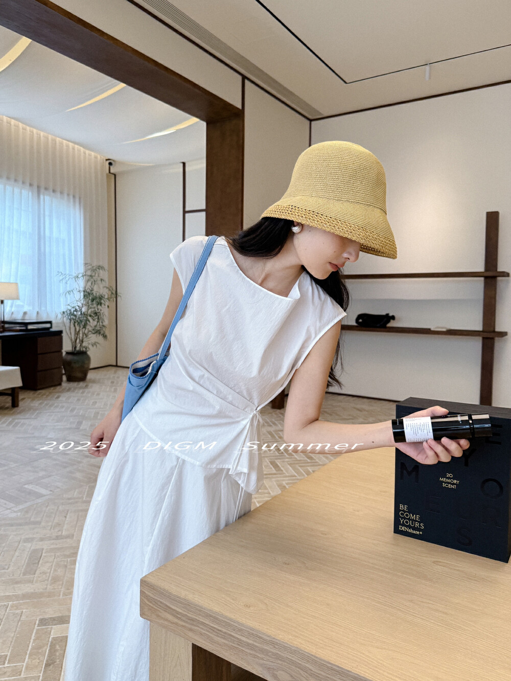 DIGM2025夏季新款韩系别致系带设计小衫+高腰显瘦半身裙套装