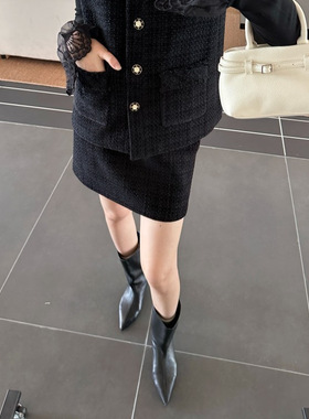 DIGM广州十三行女装2025秋冬小香风高腰羊毛短裙半身裙女A70515