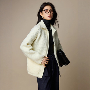 高级感圈圈纱100%羊毛毛衣女秋冬外套25新款女装韩系拉链针织