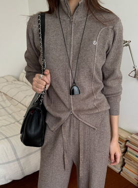 DIGM广州十三行女装2025秋冬极简立领双拉链针织外套毛衣女