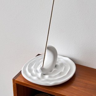 高级感月牙线香托盘香插香托中古香座北欧简约香薰小众雕塑摆件