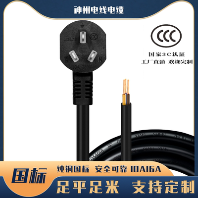 神州电源线三芯大功率纯铜国标