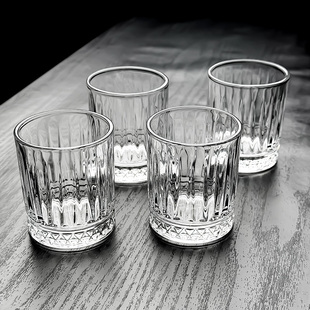 水晶玻璃白酒杯100ml毫升二两小酒杯小茶杯豪华上档次高颜值竖纹