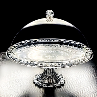 2026新款 水晶玻璃水果盘高脚果盘带盖客厅家用大号高端精致高颜值