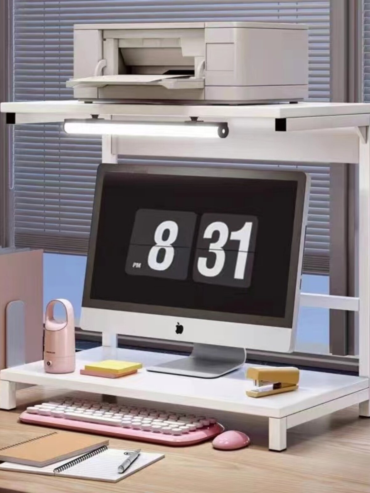 打印机置物架桌面双层覆印机架子办公桌收纳显示器垫高电脑增高架