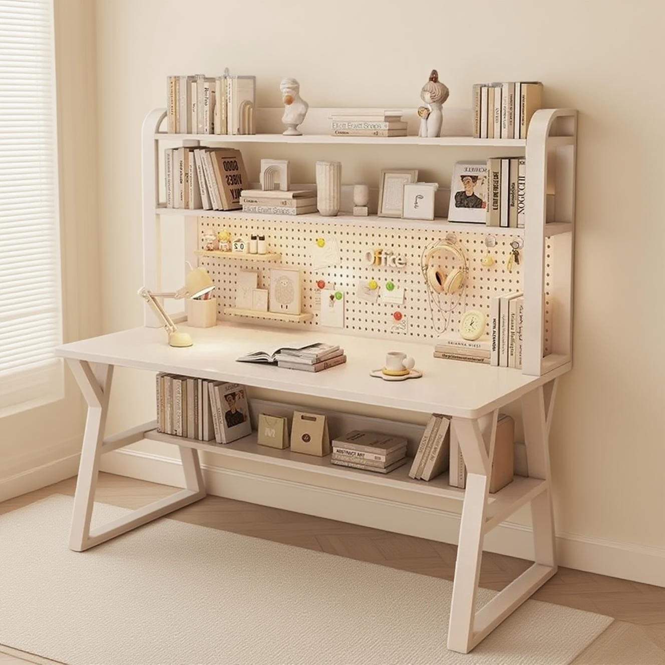 书桌书架一体桌子洞洞板电脑桌卧室家用学生学习桌初中生桌椅套装