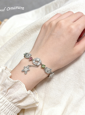 卡通彩钻姜饼人小熊手链百搭款