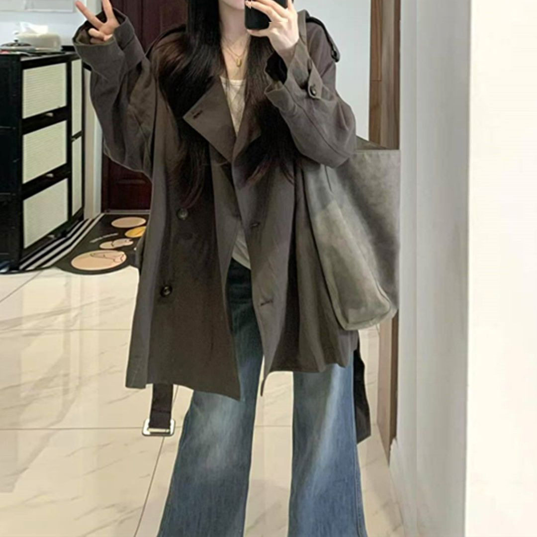 小个子巨好看棕色风衣外