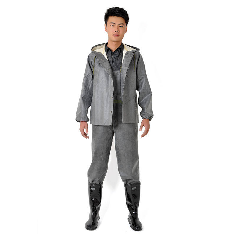 3520长款老式坑道服抗洪抢险橡胶帆布劳保加厚户外分体式雨衣套装