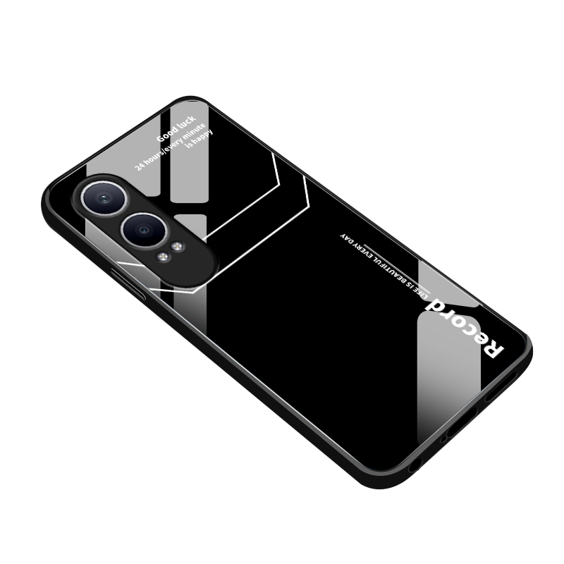 适用oppok12x手机壳新款k12钢化玻璃镜面保护套oppo k12s镜头全包k12plus防摔硬壳潮男女生简约时尚字母线条