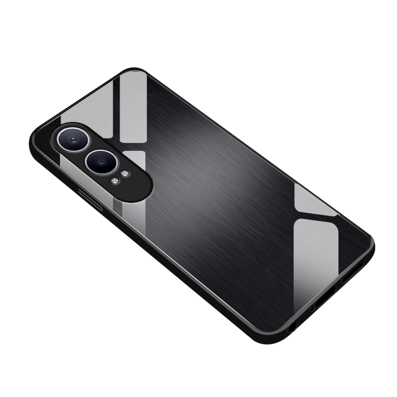 适用oppok12x手机壳新款k12钢化玻璃镜面保护套oppo k12s镜头全包k12plus防摔保护套男生简约时尚潮金属质感