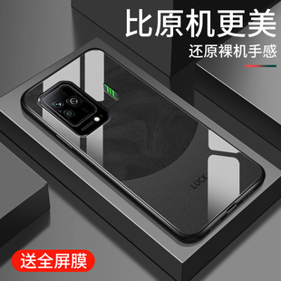 适用黑鲨5手机壳新款5pro钢化玻璃镜面保护套pr0男女生游戏散热小米黑鲨5rs镜头全包防摔硬壳黑沙5简约外流沙