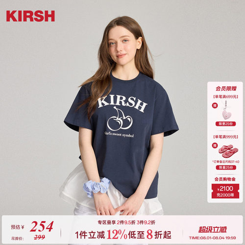 kirsh大樱桃印花短袖T恤女