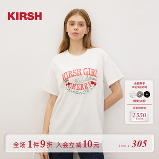 甜美短袖 徐若晗同款 樱桃KIRSH韩系经典 樱桃印花宽松T恤女夏季
