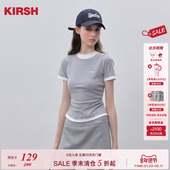 韩系假两件收腰短袖 T恤女夏季 2026新款 樱桃KIRSH 修身 显瘦上衣
