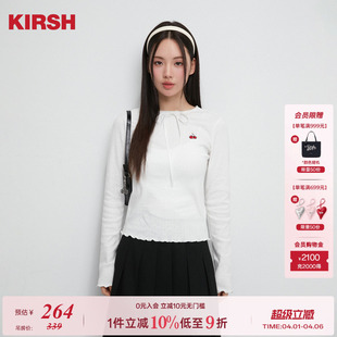 樱桃KIRSH 蝴蝶结系带针织打底衫 女春秋甜美显瘦上衣 代斯同款