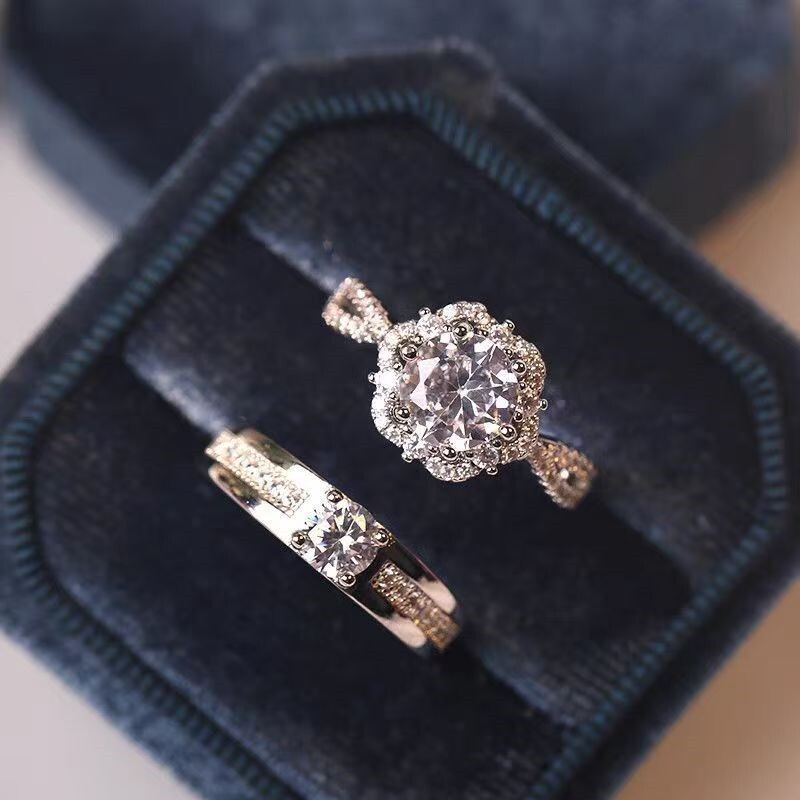 结婚戒指仿真一对婚礼仪式用求婚情侣戒指轻奢高级感活口可调节