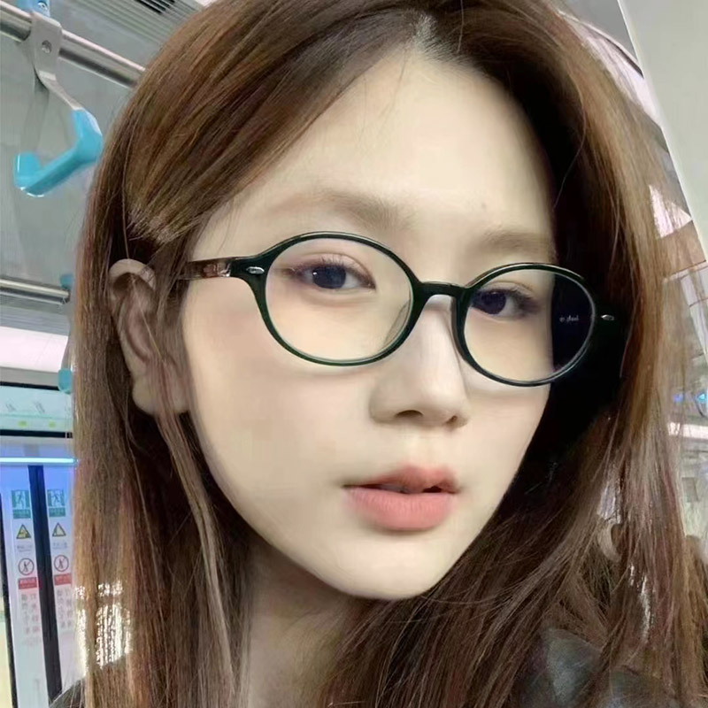 张元英同款超韧超轻椭圆中小脸型女生近视架平光防蓝光护目眼镜框