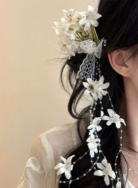 立减5元超仙流苏仿真花朵发夹