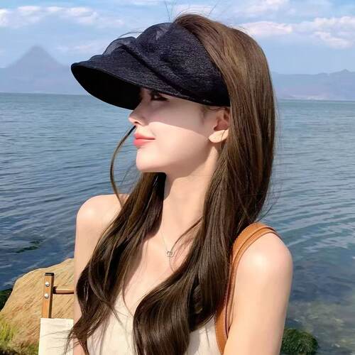 韩国欧根纱空顶防晒帽子女夏季