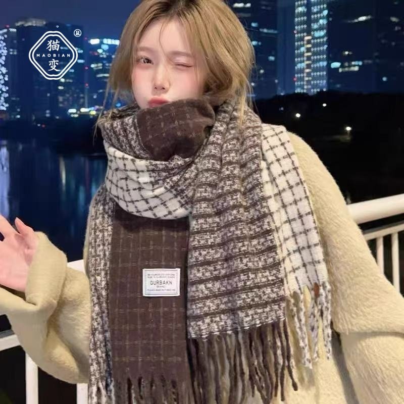 美拉德千鸟格围巾女款2025新款冬季韩系氛围感高级感百搭美式围脖,服饰配件/皮带/帽子/围巾,围巾/丝巾/披肩,淘宝优惠券,粉丝福利购,淘宝优惠卷