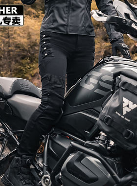 FEHER摩托车骑行裤女修身弹力牛仔裤骑士防摔防风休闲机车裤四季