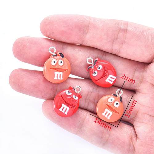 多款多色树脂字母M豆巧克力豆配件吊坠项链手链挂饰W224